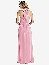 Rear View Thumbnail - Peony Pink Empire Waist Shirred Skirt Convertible Sash Tie Maxi Dress