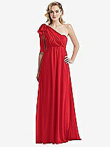 Alt View 3 Thumbnail - Parisian Red Empire Waist Shirred Skirt Convertible Sash Tie Maxi Dress