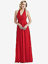 Alt View 5 Thumbnail - Parisian Red Empire Waist Shirred Skirt Convertible Sash Tie Maxi Dress