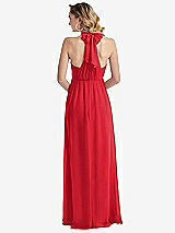 Rear View Thumbnail - Parisian Red Empire Waist Shirred Skirt Convertible Sash Tie Maxi Dress