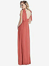 Alt View 2 Thumbnail - Coral Pink Empire Waist Shirred Skirt Convertible Sash Tie Maxi Dress