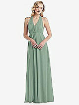 Alt View 5 Thumbnail - Seagrass Empire Waist Shirred Skirt Convertible Sash Tie Maxi Dress