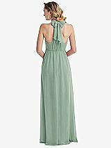 Rear View Thumbnail - Seagrass Empire Waist Shirred Skirt Convertible Sash Tie Maxi Dress