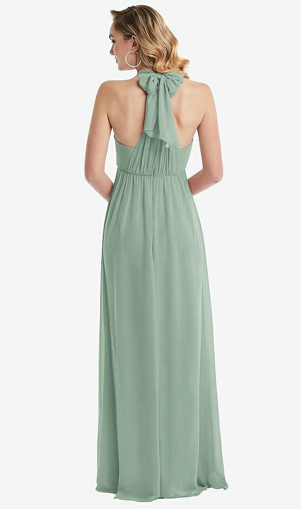 Back View - Seagrass Empire Waist Shirred Skirt Convertible Sash Tie Maxi Dress