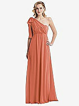 Alt View 3 Thumbnail - Terracotta Copper Empire Waist Shirred Skirt Convertible Sash Tie Maxi Dress