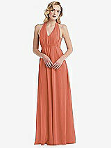 Alt View 5 Thumbnail - Terracotta Copper Empire Waist Shirred Skirt Convertible Sash Tie Maxi Dress