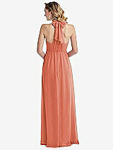 Rear View Thumbnail - Terracotta Copper Empire Waist Shirred Skirt Convertible Sash Tie Maxi Dress