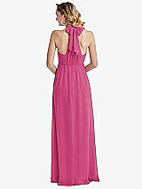 Rear View Thumbnail - Tea Rose Empire Waist Shirred Skirt Convertible Sash Tie Maxi Dress