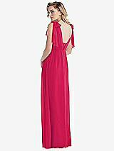 Alt View 2 Thumbnail - Vivid Pink Empire Waist Shirred Skirt Convertible Sash Tie Maxi Dress