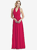 Alt View 5 Thumbnail - Vivid Pink Empire Waist Shirred Skirt Convertible Sash Tie Maxi Dress