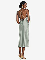Rear View Thumbnail - Willow Green Diamond Halter Bias Midi Slip Dress with Convertible Straps