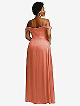 Alt View 3 Thumbnail - Terracotta Copper Off-the-Shoulder Flounce Sleeve Empire Waist Gown with Front Slit