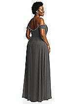 Alt View 3 Thumbnail - Caviar Gray Off-the-Shoulder Basque Neck Maxi Dress with Flounce Sleeves