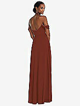 Rear View Thumbnail - Auburn Moon Off-the-Shoulder Basque Neck Maxi Dress with Flounce Sleeves