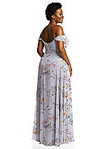 Alt View 3 Thumbnail - Butterfly Botanica Silver Dove Off-the-Shoulder Basque Neck Maxi Dress with Flounce Sleeves
