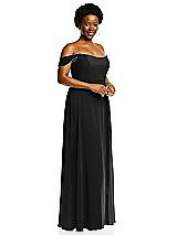Alt View 2 Thumbnail - Black Off-the-Shoulder Basque Neck Maxi Dress with Flounce Sleeves