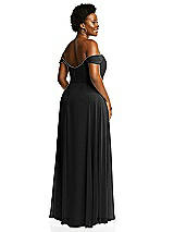 Alt View 3 Thumbnail - Black Off-the-Shoulder Basque Neck Maxi Dress with Flounce Sleeves