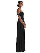 Side View Thumbnail - Black Off-the-Shoulder Basque Neck Maxi Dress with Flounce Sleeves