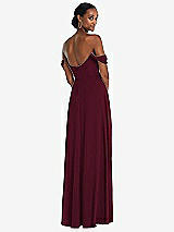 Rear View Thumbnail - Cabernet Off-the-Shoulder Basque Neck Maxi Dress with Flounce Sleeves