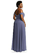 Alt View 3 Thumbnail - French Blue Off-the-Shoulder Basque Neck Maxi Dress with Flounce Sleeves