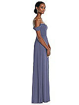 Side View Thumbnail - French Blue Off-the-Shoulder Basque Neck Maxi Dress with Flounce Sleeves