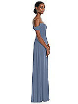 Side View Thumbnail - Larkspur Blue Off-the-Shoulder Basque Neck Maxi Dress with Flounce Sleeves
