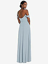 Rear View Thumbnail - Mist Off-the-Shoulder Basque Neck Maxi Dress with Flounce Sleeves