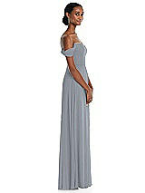 Side View Thumbnail - Platinum Off-the-Shoulder Basque Neck Maxi Dress with Flounce Sleeves