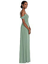 Side View Thumbnail - Seagrass Off-the-Shoulder Basque Neck Maxi Dress with Flounce Sleeves