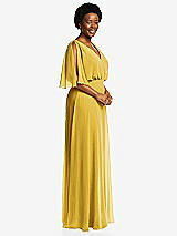 Alt View 2 Thumbnail - Marigold V-Neck Split Sleeve Blouson Bodice Maxi Dress