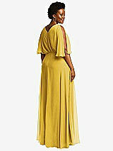 Alt View 3 Thumbnail - Marigold V-Neck Split Sleeve Blouson Bodice Maxi Dress