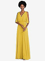 Front View Thumbnail - Marigold V-Neck Split Sleeve Blouson Bodice Maxi Dress