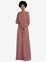 Front View Thumbnail - Rosewood V-Neck Split Sleeve Blouson Bodice Maxi Dress