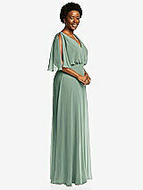 Alt View 2 Thumbnail - Seagrass V-Neck Split Sleeve Blouson Bodice Maxi Dress