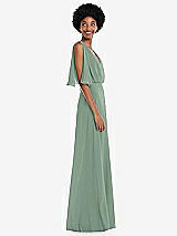 Side View Thumbnail - Seagrass V-Neck Split Sleeve Blouson Bodice Maxi Dress