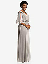 Alt View 2 Thumbnail - Taupe V-Neck Split Sleeve Blouson Bodice Maxi Dress