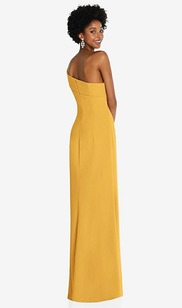 Back View - NYC Yellow Asymmetrical Off-the-Shoulder Cuff Trumpet Gown With Front Slit