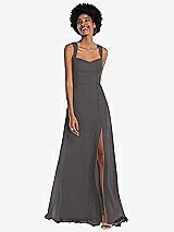 Front View Thumbnail - Caviar Gray Contoured Wide Strap Sweetheart Maxi Dress