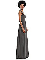 Side View Thumbnail - Caviar Gray Contoured Wide Strap Sweetheart Maxi Dress