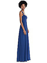 Side View Thumbnail - Classic Blue Contoured Wide Strap Sweetheart Maxi Dress
