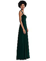Side View Thumbnail - Evergreen Contoured Wide Strap Sweetheart Maxi Dress