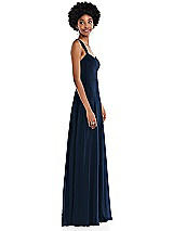 Side View Thumbnail - Midnight Navy Contoured Wide Strap Sweetheart Maxi Dress