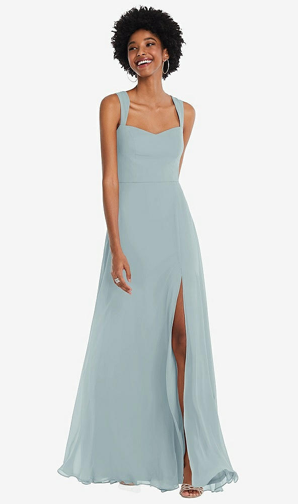 Front View - Morning Sky Contoured Wide Strap Sweetheart Maxi Dress