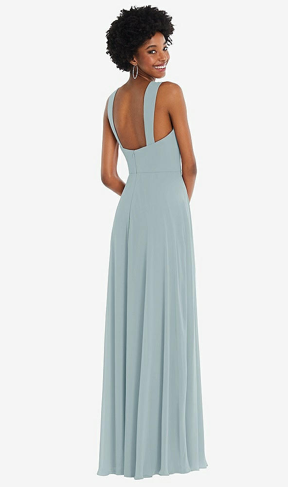 Back View - Morning Sky Contoured Wide Strap Sweetheart Maxi Dress