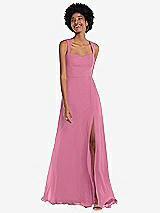 Front View Thumbnail - Orchid Pink Contoured Wide Strap Sweetheart Maxi Dress