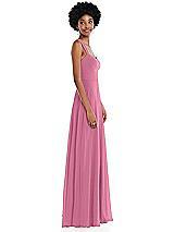 Side View Thumbnail - Orchid Pink Contoured Wide Strap Sweetheart Maxi Dress