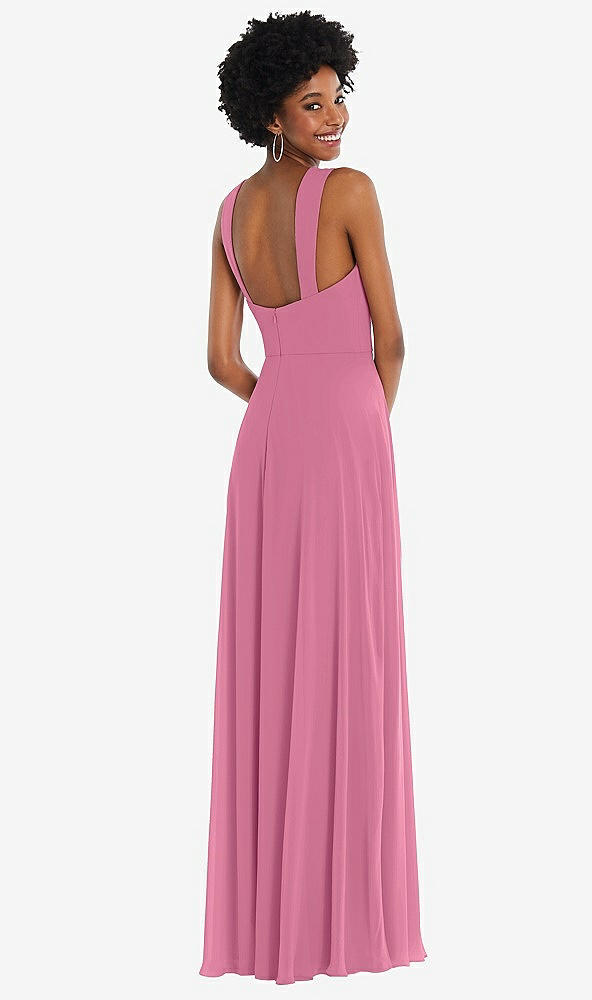 Back View - Orchid Pink Contoured Wide Strap Sweetheart Maxi Dress