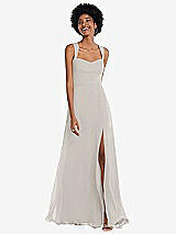 Front View Thumbnail - Oyster Contoured Wide Strap Sweetheart Maxi Dress