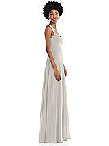 Side View Thumbnail - Oyster Contoured Wide Strap Sweetheart Maxi Dress