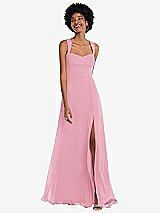 Front View Thumbnail - Peony Pink Contoured Wide Strap Sweetheart Maxi Dress